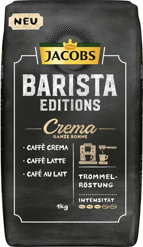 JACOBS Kaffeebohnen Barista Editions Crema 2 X 1 Kg Ganze Bohne + 1 Aluminium Dose Im Barista Design 4 JACOBS Kaffeebohnen Barista Editions Crema 2 X 1 Kg Ganze Bohne + 1 Aluminium Dose Im Barista Design – Bild 4