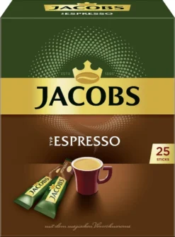 Jacobs Typ Espresso Sticks | Löslicher Kaffee | 25 Portionen -AromaKaffee Angebote Store 19fb4872d8fcb3f8ccafb8544a66b635