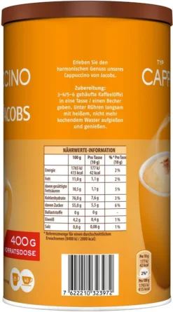 JACOBS Typ Cappuccino 6 Dosen 6 X 400 G -AromaKaffee Angebote Store 24c3b52141eeecff1d35752d78f39817