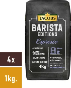 Jacobs Barista Editions Espresso, Bohnenkaffee, Ganze Bohnen, Röstkaffee, Kaffeebohnen, 4 X 1000 G -AromaKaffee Angebote Store 2630bca9ac73955197f54e35eaa5bd11