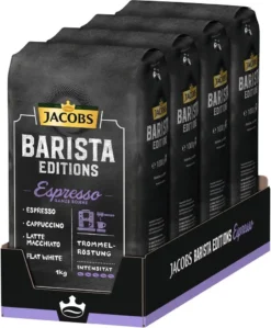 Jacobs Barista Editions Espresso, Bohnenkaffee, Ganze Bohnen, Röstkaffee, Kaffeebohnen, 4 X 1000 G -AromaKaffee Angebote Store 28fa251b10a6c239146969d32e98d65f