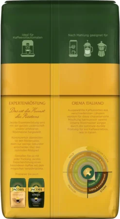 JACOBS Kaffeebohnen Expertenröstung Crema Italiano Bohnenkaffee 2 X 1 Kg Ganze Bohne -AromaKaffee Angebote Store 4358c430c1e706556883ad4a8c67afaa