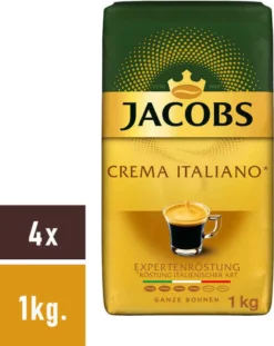 JACOBS Kaffeebohnen Expertenröstung Crema Italiano 4x1kg Ganze Kaffee Bohnen -AromaKaffee Angebote Store 4500c6e2c0848b6d159e2b269f386b13