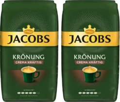 JACOBS Kaffeebohnen Krönung Crema Kräftig 2 X 1kg Ganze Kaffee Bohnen + 1 Aluminium Dose Im Barista-Design -AromaKaffee Angebote Store 4c6a9cbace6892285f86a479868a2956