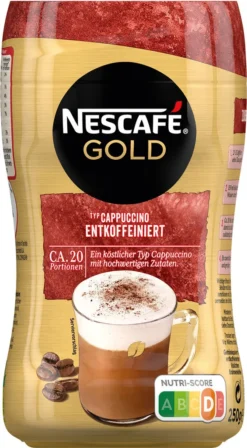 Nescafé® Nescafé Gold Typ Cappuccino Entkoffeiniert | 250g Dose -AromaKaffee Angebote Store 4e0450211f47945a6ec14f4b696cfebc