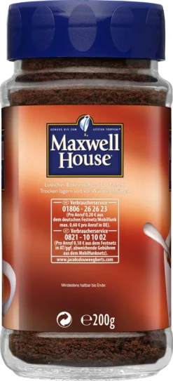 Maxwell House Klassisch, Löslicher Kaffee, 200g-Glas -AromaKaffee Angebote Store 53c74f261659d1e55138392a33d00407