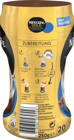 Nescafé® Nescafé Gold Typ Cappuccino Weniger Süß | 250g Dose -AromaKaffee Angebote Store 5754fbf9b2340d33fe81e8b3e2eb8ff7