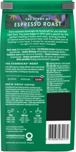 Nestlé® Starbucks Espresso Roast,Dark Roast,Karamellnote, Ganze Bohne, 200g -AromaKaffee Angebote Store 5aa9f59491194a3015374e55a9cedfb6