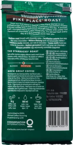 Nestlé® Starbucks Pike Place Roast, Medium, Ganze Bohne, 200 G -AromaKaffee Angebote Store 5e3f7258f73fa7686a5ebb74696caee4