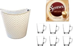 Senseo Latte Pads Für Geeignet Senseo Und Weitere Kaffeemaschinen Aktion+ 6 Kaffeebecher Mit Henkel Plus Wäschekorbaktion Rattan-Design 27 Liter Senseo Kaffeemaschine Senseo Pads