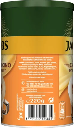 JACOBS Typ Cappuccino Entkoffeiniert 8 Dosen (8 X 220 G) -AromaKaffee Angebote Store 710abf14fc684c218151b1b6e46a0d9a