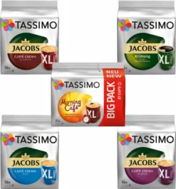 TASSIMO Vielfaltspaket XL Becherportion 5 Sorten Morning Café Mild Crema Intenso -AromaKaffee Angebote Store 7ed295d8609b83ab672f81dad64ff414
