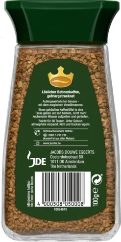 JACOBS Krönung 6 X 100g Löslicher Kaffee Instantkaffee 6 Gläser Löskaffee -AromaKaffee Angebote Store 8000ce2f11ecabb843a04ac4345160d2