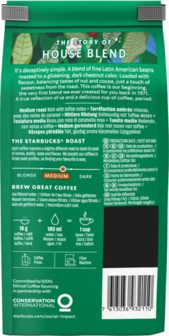 Starbucks House Blend Medium Roast Gemahlener Filterkaffee 200g -AromaKaffee Angebote Store 851c3120939bf3c6e47f3d358eb811fb