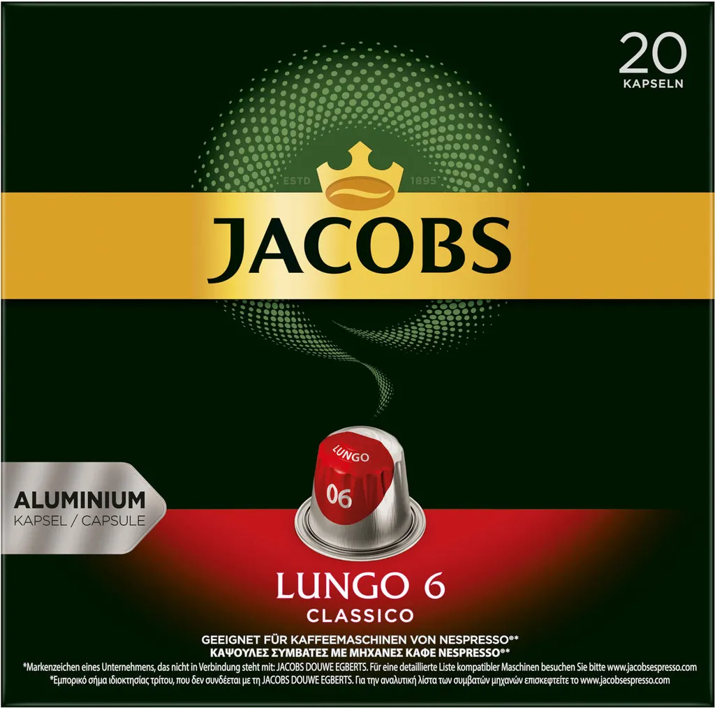 JACOBS Kapseln Lungo 6 Classico & Decaffeinato 6 Je 100 Nespresso®* Kompatibel 3 JACOBS Kapseln Lungo 6 Classico & Decaffeinato 6 Je 100 Nespresso®* Kompatibel – Bild 3
