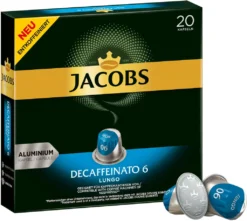 JACOBS Kapseln Decaffeinato 6 Lungo Entkoffeiniert 1 X 20 Nespresso®* Kompatible Kaffeekapseln -AromaKaffee Angebote Store 9372ef07e3396c7c58acd267eab970c6