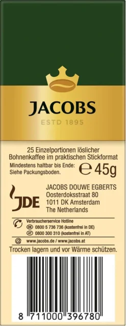 JACOBS Typ Cafe Crema Löslicher Kaffee 12 X 25 Sticks -AromaKaffee Angebote Store 9f5cdfef962f5f02556217479788c3c5