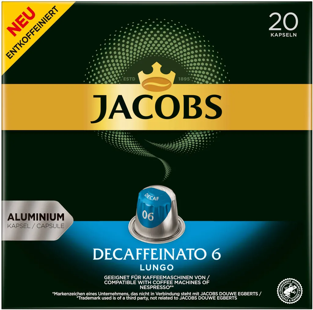 JACOBS Kapseln Nespresso®* Kompatibel Je 20 Kapseln Lungo 6 Classico + Decaffeinato 6 Lungo + Lungo 8 Intenso + Espresso 12 Ristretto - Insgesamt 160 Getränke 2 JACOBS Kapseln Nespresso®* Kompatibel Je 20 Kapseln Lungo 6 Classico + Decaffeinato 6 Lungo + Lungo 8 Intenso + Espresso 12 Ristretto - Insgesamt 160 Getränke – Bild 2