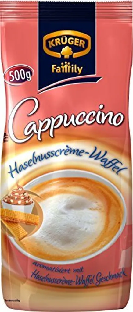 Krüger Family Cappuccino Haselnusscrème- Waffel | 500-g-Beutel 2 Krüger Family Cappuccino Haselnusscrème- Waffel | 500-g-Beutel – Bild 2