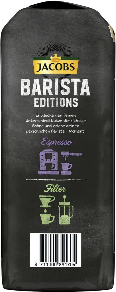 JACOBS Kaffeebohnen Barista Editions Crema 2 X 1 Kg Ganze Bohne + 1 Aluminium Dose Im Barista Design 6 JACOBS Kaffeebohnen Barista Editions Crema 2 X 1 Kg Ganze Bohne + 1 Aluminium Dose Im Barista Design – Bild 6