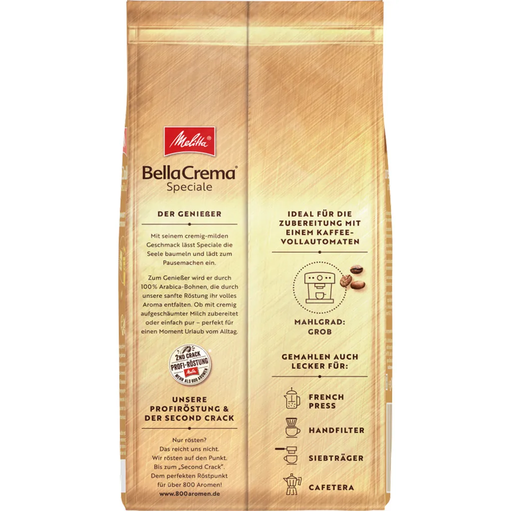 MELITTA Ganze Kaffeebohnen BellaCrema Speciale 1100g Milder Geschmack Stärke 2 3 MELITTA Ganze Kaffeebohnen BellaCrema Speciale 1100g Milder Geschmack Stärke 2 – Bild 3