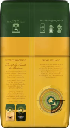 JACOBS Kaffeebohnen Expertenröstung Crema Italiano 4x1kg Ganze Kaffee Bohnen -AromaKaffee Angebote Store e1a5b36306e92fc8567a8bae6080ea60