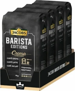 JACOBS Kaffeebohnen Barista Editions Crema Ganze Bohne 4x1 Kg + 2 Alu Dosen Im Barista Design -AromaKaffee Angebote Store e354fb1afad0c4ce22f628c6311ff658