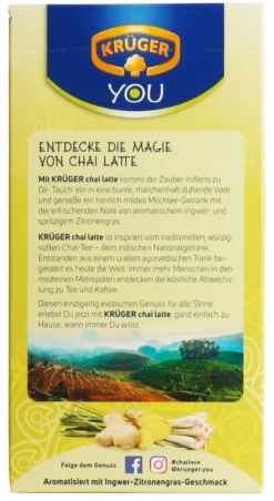 Krüger You Chai Latte Typ Ingwer-Zitronengras Fresh India Extra Cremig | 10 Portionen 10 Krüger You Chai Latte Typ Ingwer-Zitronengras Fresh India Extra Cremig | 10 Portionen -AromaKaffee Angebote Store f257984e6930ff0d1a7aab87a578857f